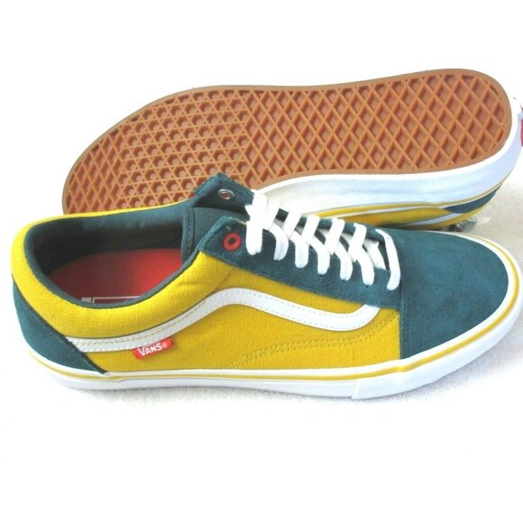 COPY - Vans Mens Old Skool Pro Prime Atlantic Gold Yellow Green Skate Shoes Siz… - Picture 2 of 5